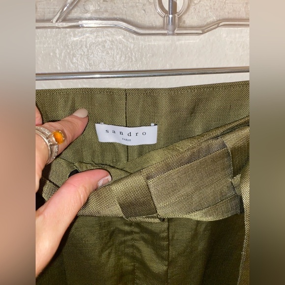 COPY - Sandro Paris Women's Trouser Dress Pants Green Size 36 Linen Bland High … - Picture 6 of 6